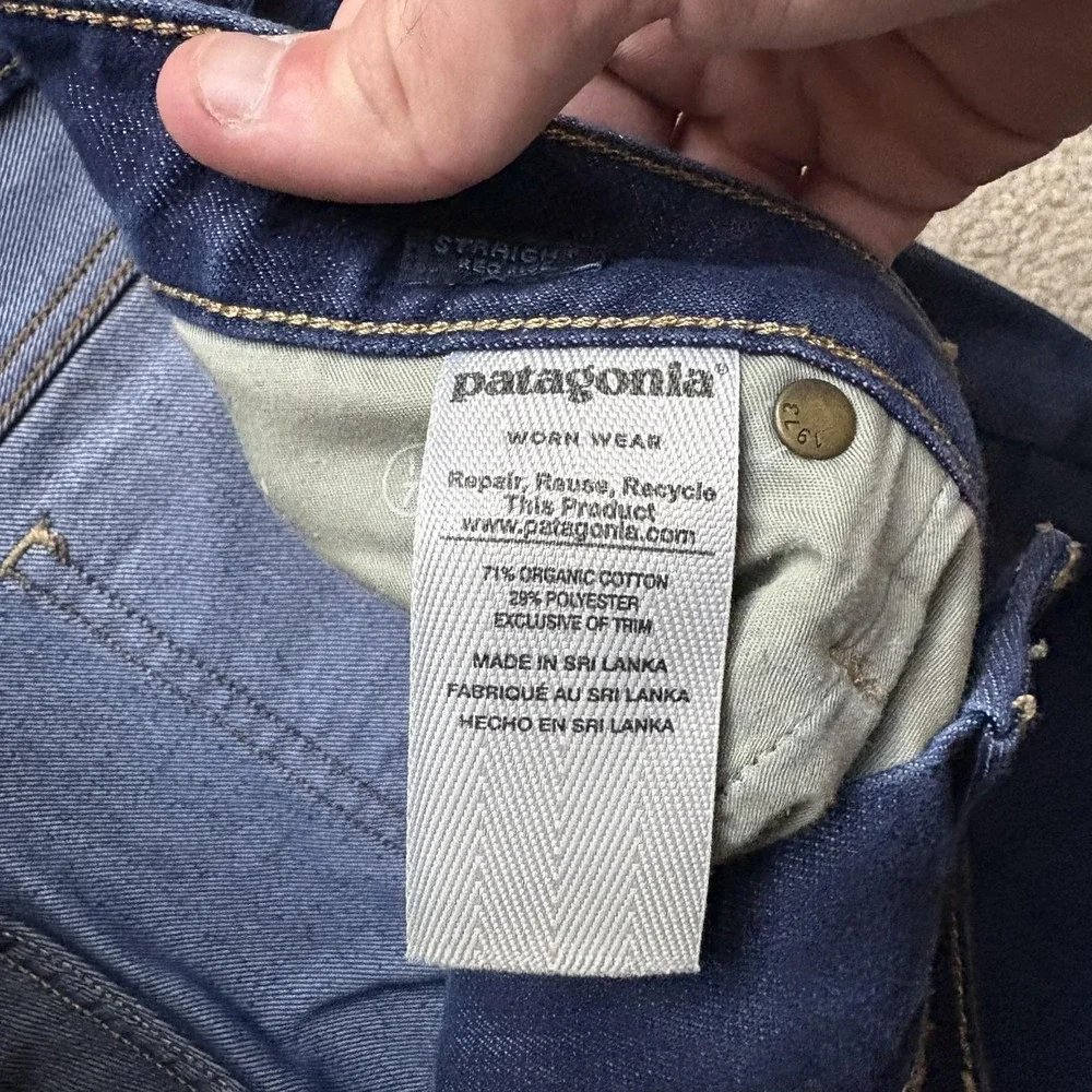 Patagonia Jeans Womens 33x28.5 Dark‎ Wash Straight Regular Organic Cotton Denim